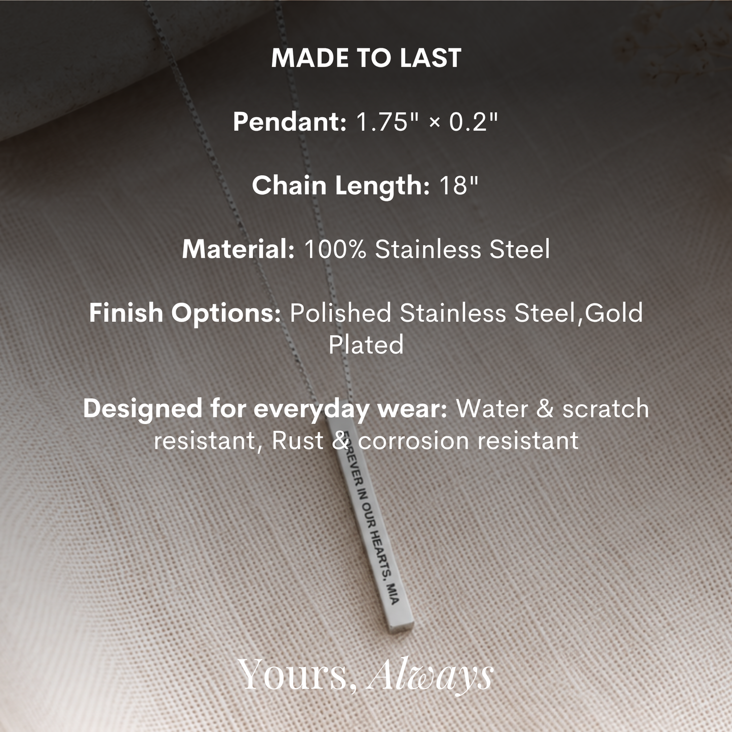 Forever In Our Hearts Bar Necklace