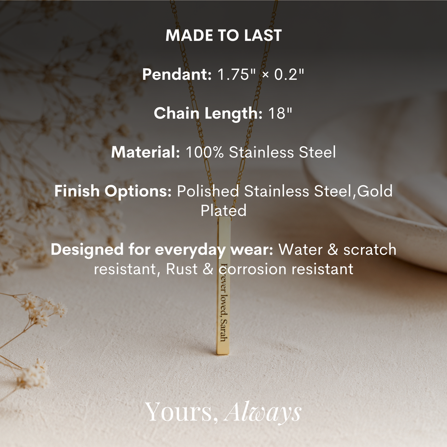 Forever Loved Bar Necklace