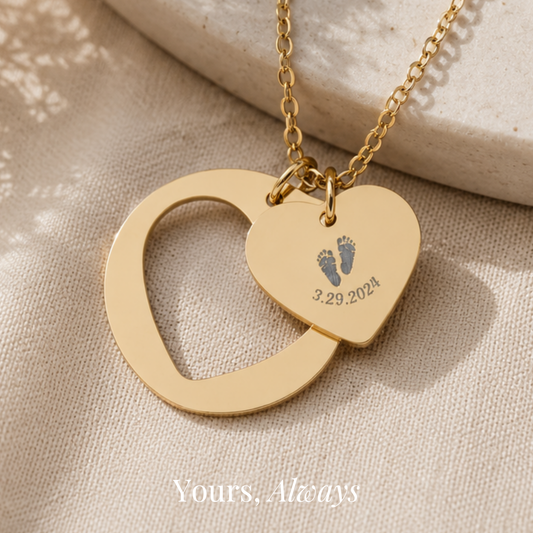 Tiny Footprints Heart Necklace