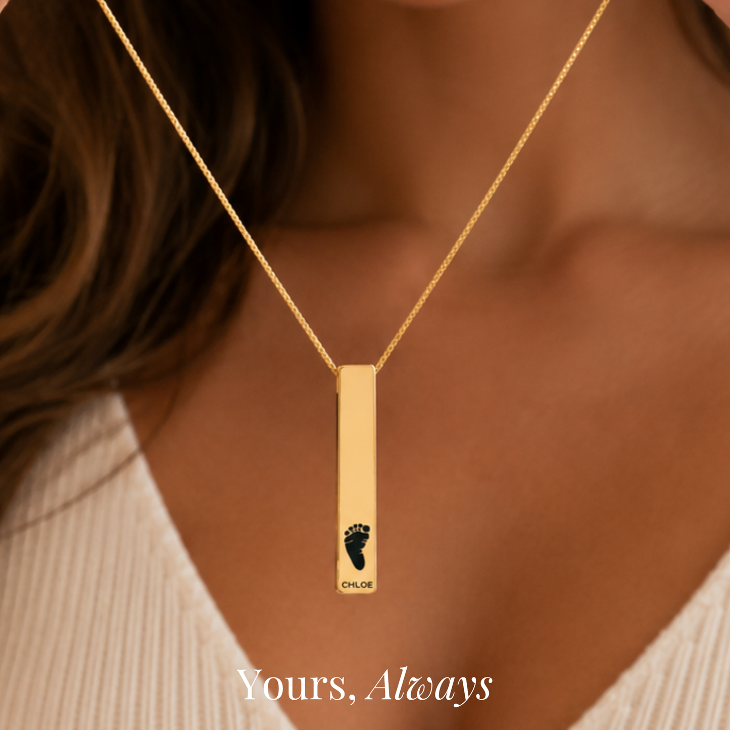 Tiny Footprints Memorial Bar Necklace