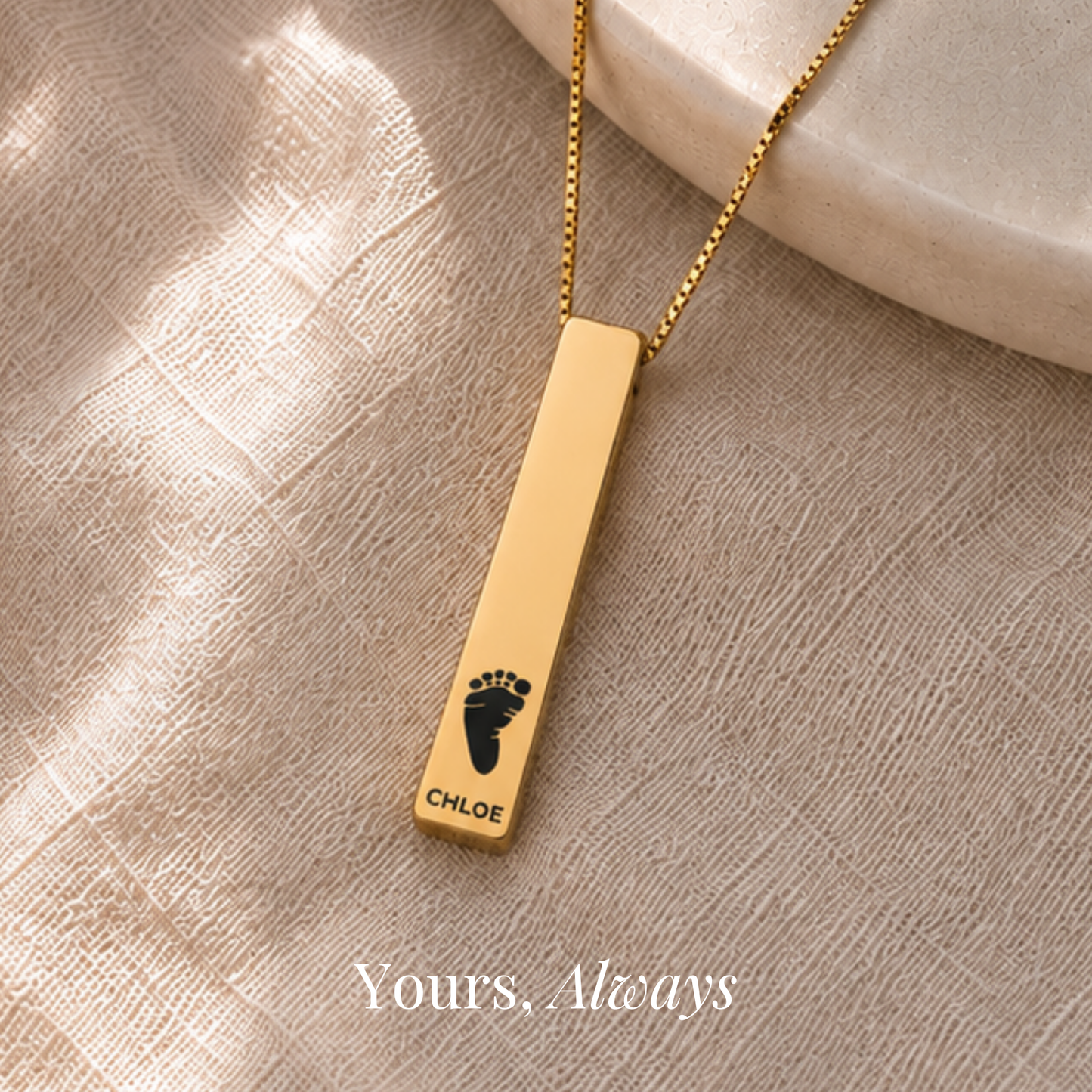 Tiny Footprints Memorial Bar Necklace