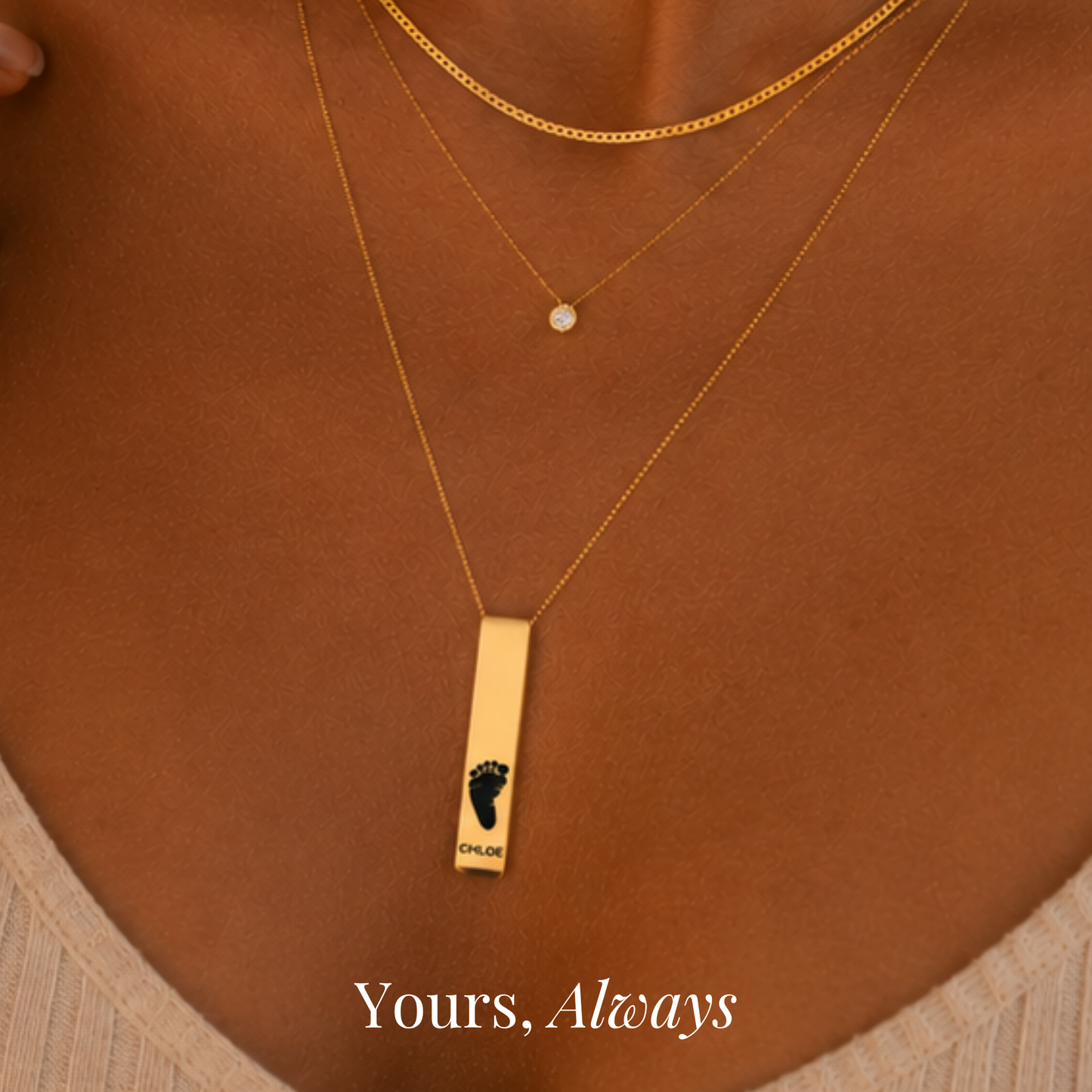 Tiny Footprints Memorial Bar Necklace